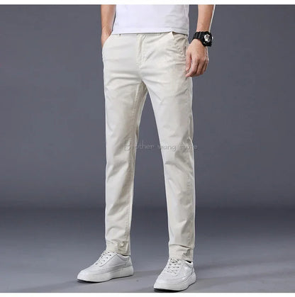 7 Colors Summer Thin Men's Casual Pants Stretch Cotton Slim Fashion Business Trousers High Quality Male Clothes