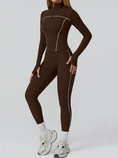 Yoga Set 2PCS Sports Outfits Women Clothes Fitness Tracksuit Gym Legging Workout Long Sleeved Female Bra Yoga Suit Sportswear