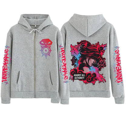 2025 Anime Arcane Vi Zipper Hoodie Harajuku Pullover Tops Long Sleeve Loose Casual Sweatshirts