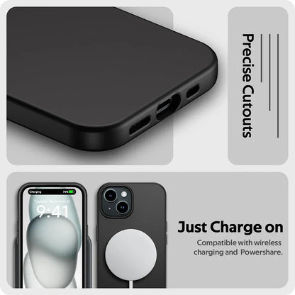 Ultra Thin Matte Silicone Soft TPU Case For iPhone 16 15 14 Plus 13 12 Mini 11 Pro XS Max X XR SE 2 3 7 8 Plus Solid Black Cover