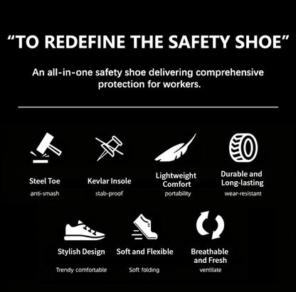 New Four-Season Safety Work Shoes, Steel Toe Anti-Smash & Anti-Penetration, Quick-Turn Buckle, Tech-Style Lightweight Wear-Resis