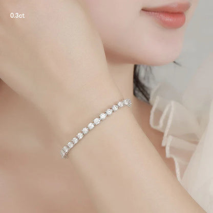 3 Prong 2.5mm 3mm Full D Color Moissanite Diamond Tennis Bracelet for Women 925 Silver Link Chain Spring Buckle Bracelets