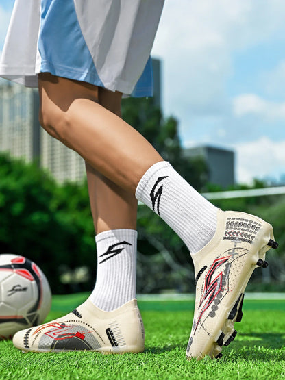 AG/FG Soccer Cleats Kids Youth Training Shoes PU Fabric Upper TPU Sole Non-Slip Wear-Resistant Firm Ground