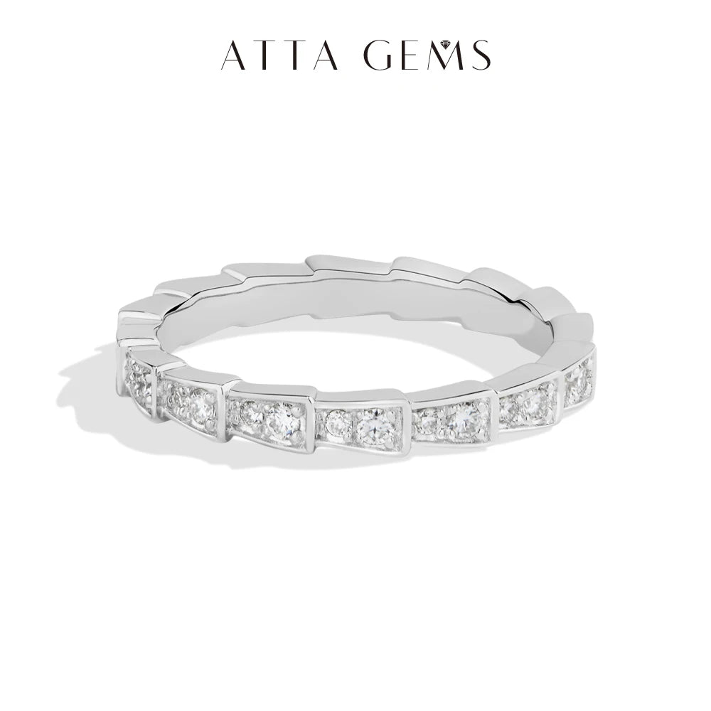 S925 Silver Snake Ring Pave Moissanite Wedding Eternity Band Stackable Luxury Fine Jewelry forWomen Pass Diamond Tester