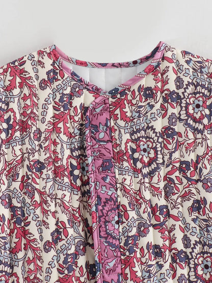Floral Print Quilted Woman Vest Sleeveless Open Front Loose Female Streetwears retro national style ladies Tops girls Outwear