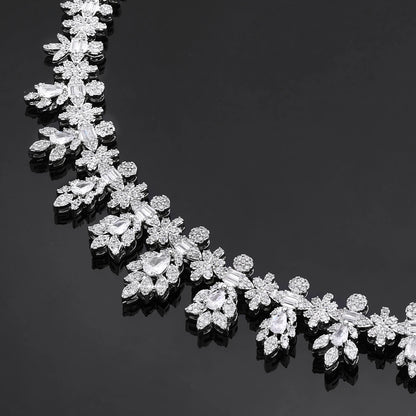 Luxury Women's Jewelry Elegant Style Bride CZ Necklace Earrings Bracelet Ring Jewelry Set&M Bride Large Wedding Jewelry Set