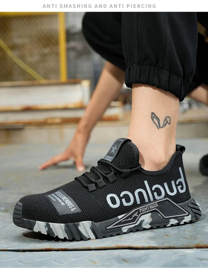 Indestructible Men Work Safety Shoes Steel Toe Work Sneakers Lightweight Anti-piercing Work Boots Industrial Construction Boots