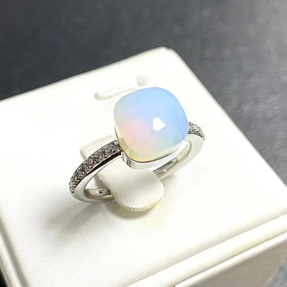 Ladies Square Candy Ring Slim Single Row Zircon Crystal Ring Platinum Plated Amethyst Jewelry Party Gift for Women