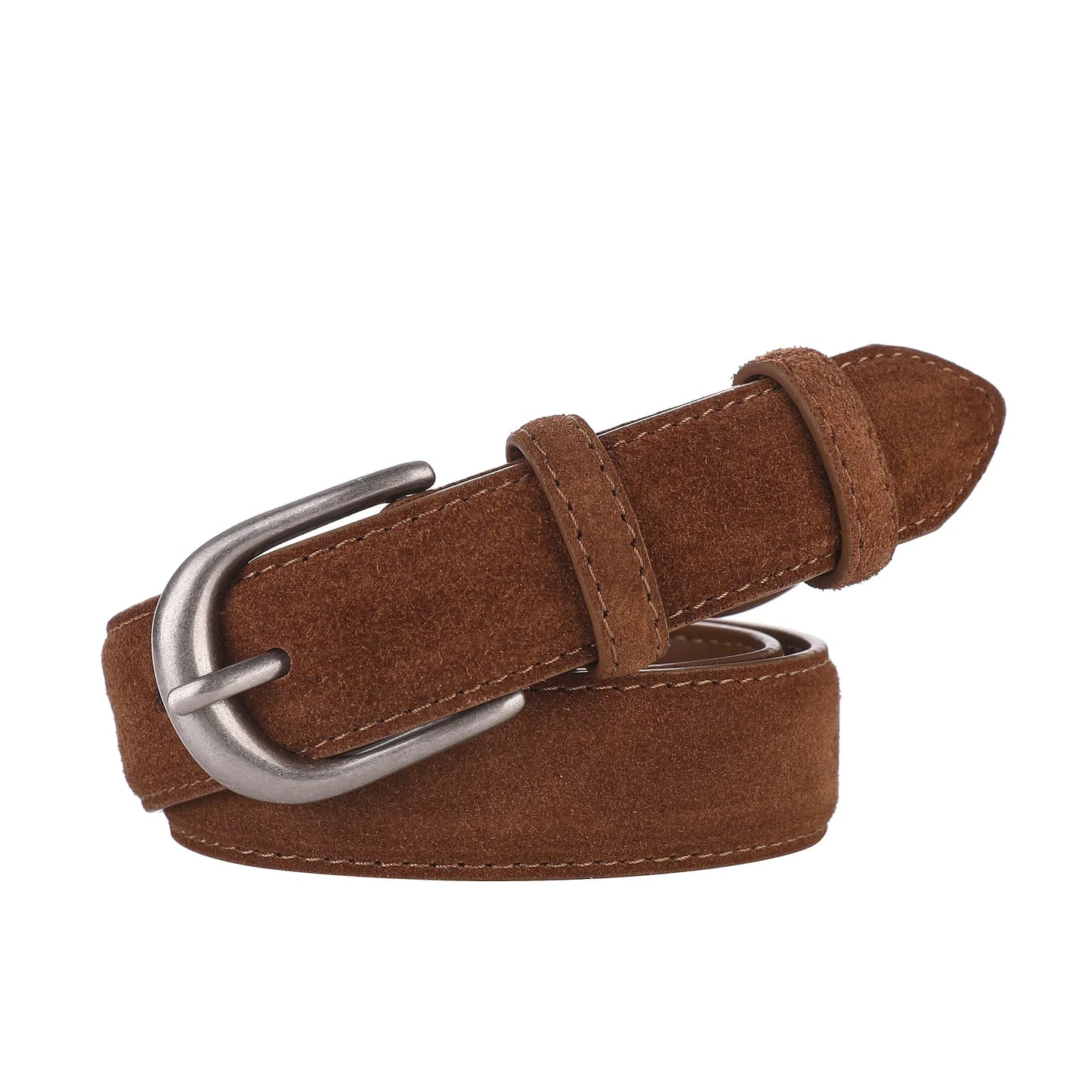 Fashion Suede Cowhide Women‘s Belts Genuine Leather 2.8cm Wide Belt Metal Buckle Women Belt Matched Dress Jeans Skinny Girdle