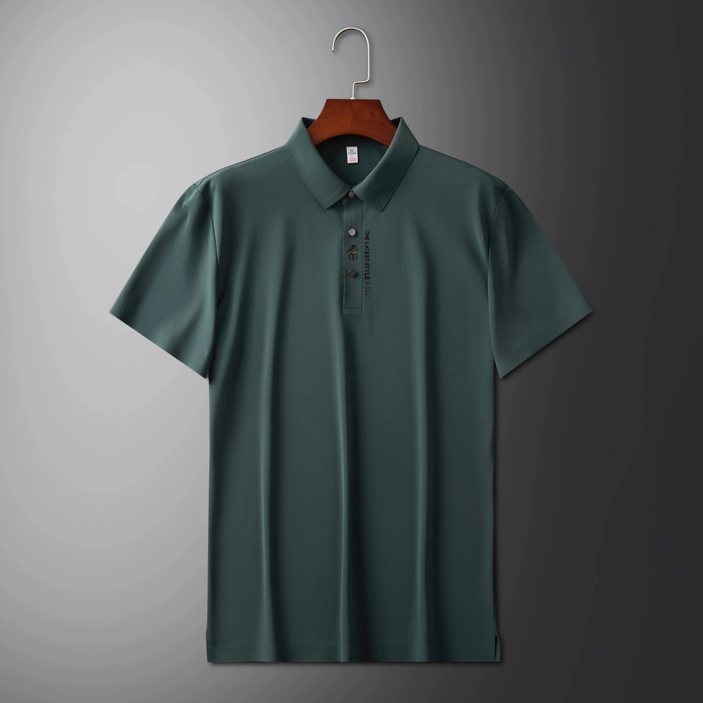 High quality silk breathable short sleeve POLO shirt men's lapel top 2024 summer new light luxury brand printed casual T-shirt
