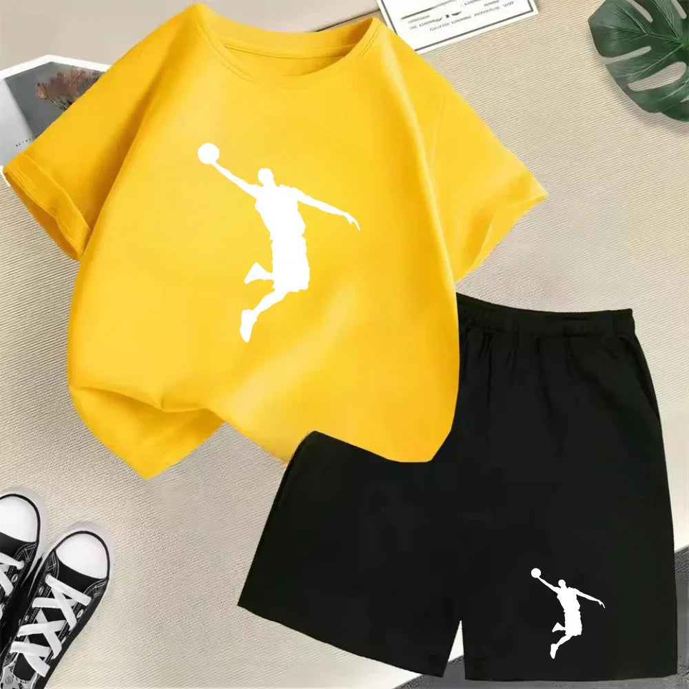 T-shirt ensemble sport mode garçons filles Shorts 2 pièces ensemble décontracté marque impression