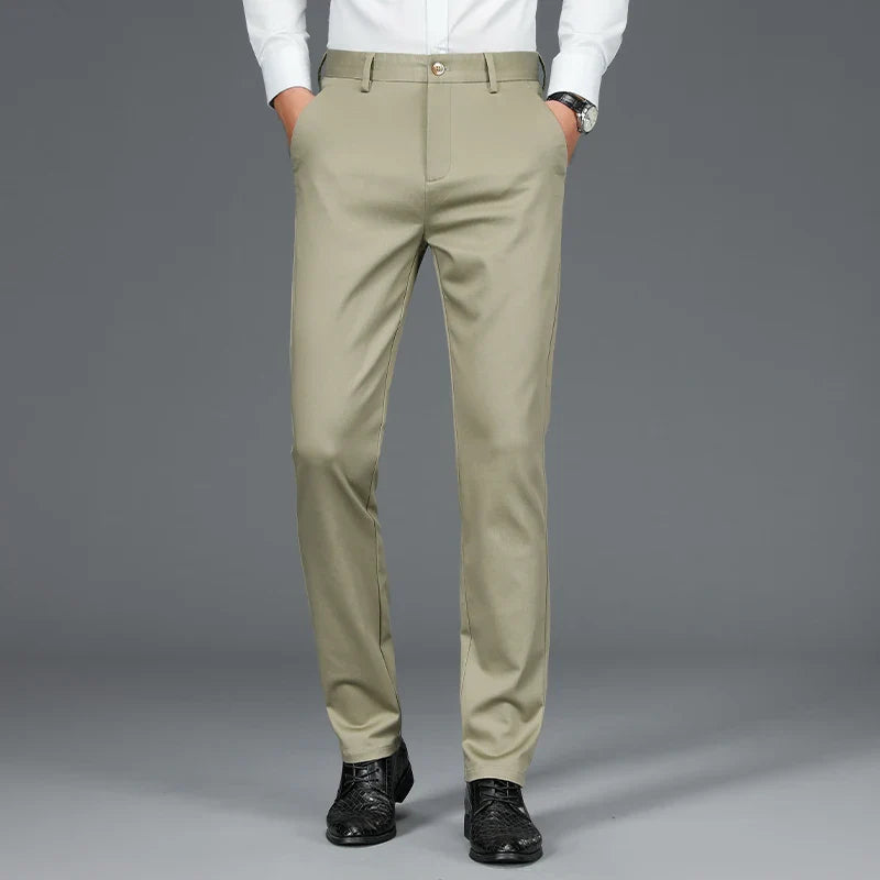 Business Formal Mens Casual Pants Autumn Winter Fashion Anti-wrinkle Straight Stretch Trousers Male Office Classic Suit Pants