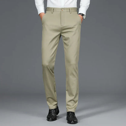 Business Formal Mens Casual Pants Autumn Winter Fashion Anti-wrinkle Straight Stretch Trousers Male Office Classic Suit Pants