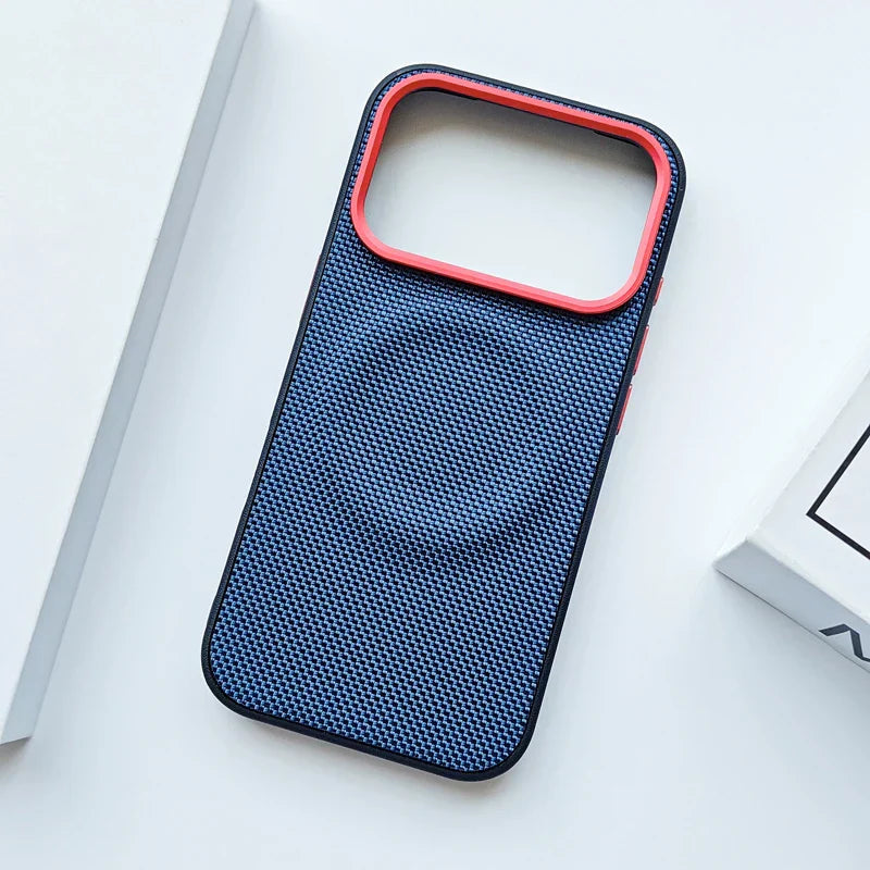 For iPhone 17 Pro Max 17 Air Case Luxury Magnetic Soft TPU+Nylon Woven Leather Back Anti-Fingerprint Cover for iPhone17