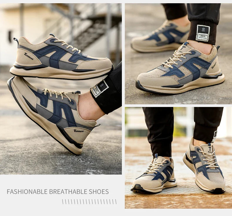 Safety Shoes Men With Steel Toe Cap Anti-smash Men Work Shoes Sneakers Light Puncture-Proof Indestructible Shoes Dropshipping