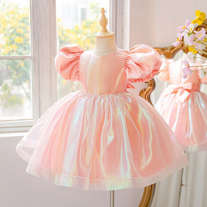 Vestido de Verão para Meninas Madrinhas Roupa Elegante Batizado Casamento Princesa Festa para Menina Gala Laço Aniversário Roupa Infantil