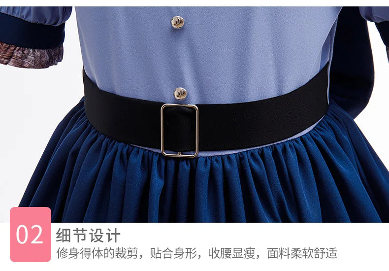 Girls Judy Hopps Police Officer Dress Zootopia Bunny Costume Kids Dress Up Halloween Rabbit Dress Outfits