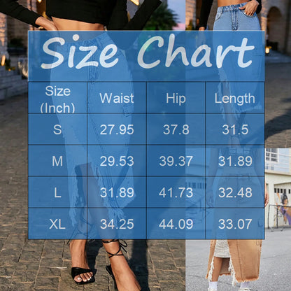 Saia Jeans Feminina De Cintura Alta Slim-Fit Com Fendas Laterais