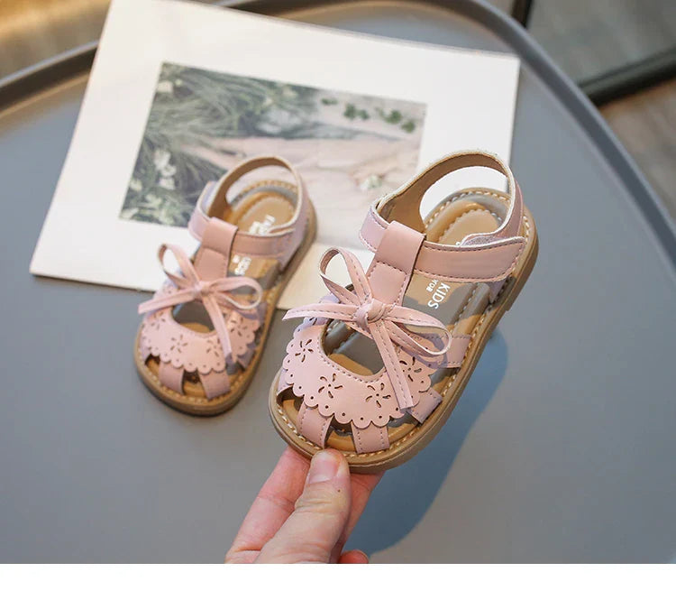 Summer Baby Girls Sandals Cut-Outs Lace Princess Shoes Children Sandals Anti Slip Soft Sole Toddler Kids Beach Shoes Size 21-30