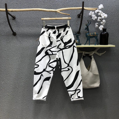 Jeans for women Streetwear Fashion Graffiti Print Jeans