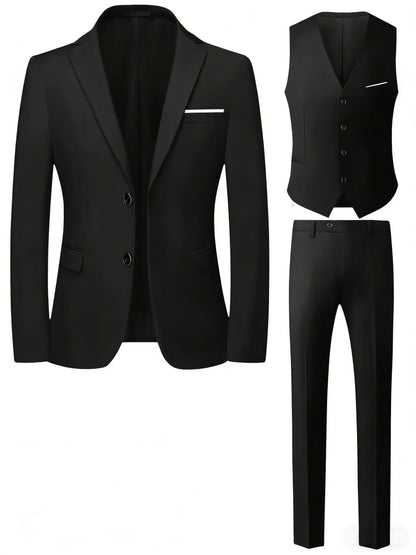 New Arrival Men's 3-Piece Suit Slim Fit Formal Set – Perfect for Wedding, Party, Business, Prom & All Formal Occasions