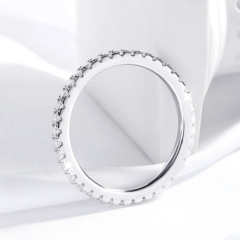 18k Plated 0.57ct Full Enternity Moissanite Ring Forn Women  S925 Sterling Silver Matching Diamond Band Wedding Jewelry