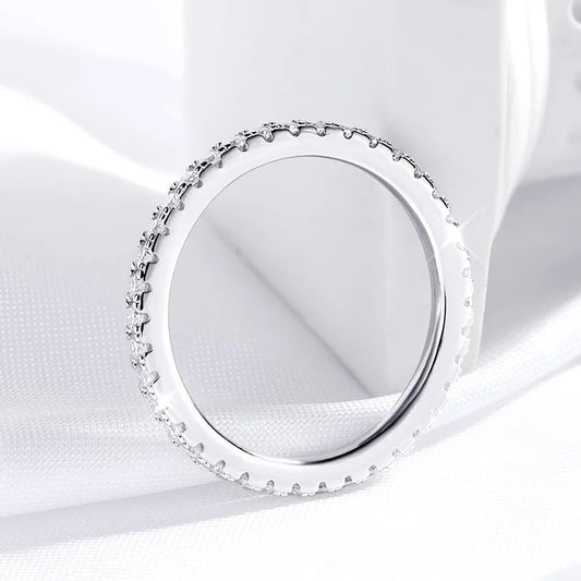 18k Plated 0.57ct Full Enternity Moissanite Ring Forn Women  S925 Sterling Silver Matching Diamond Band Wedding Jewelry