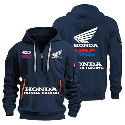 Racing Autumn and Winter Men's Multi-Pocket Zipper Hoodie Casual Sportswear and Loose Hoodie Long Sleeve Top