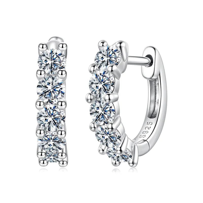 1cttw Classic Moissanite Hoop Earrings For Women, 925 Sterling Silver Sparkling Huggie Earrings Engagement Jewelry Gifts