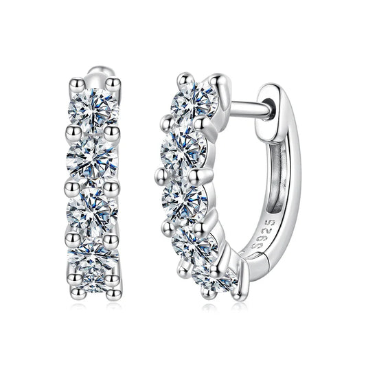 1cttw Classic Moissanite Hoop Earrings For Women, 925 Sterling Silver Sparkling Huggie Earrings Engagement Jewelry Gifts