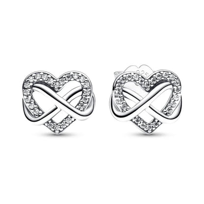 New 925 Silver Earring Shaped Circle Pearls Drop Earring Sparkling Bow Stud Earrings PandKK Original For Women Gift Fine Jewelry