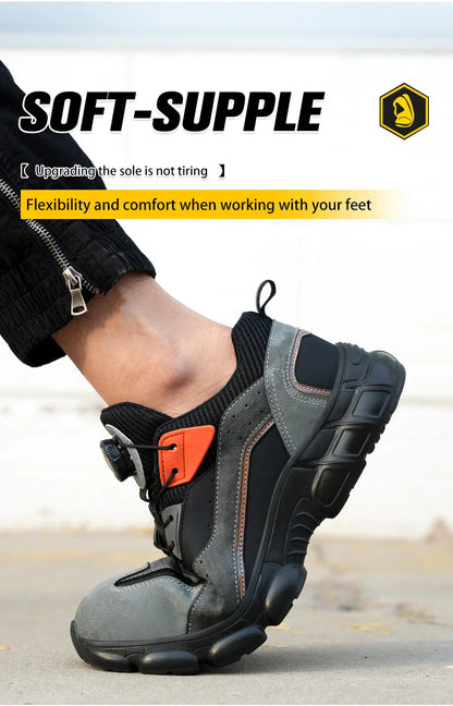 Rotary Buckle New Work Sneakers Lightweight Protective Shoes Safety Industrial Puncture-Proof Anti-smash Men Steel Toe Shoes