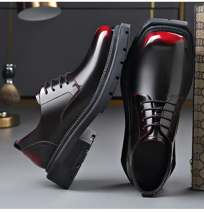 British Thick-soled Formal Leather Shoes Men Spring Autumn Lace Designer Platform Shoes Male Fashion Business Casual Shoe Man