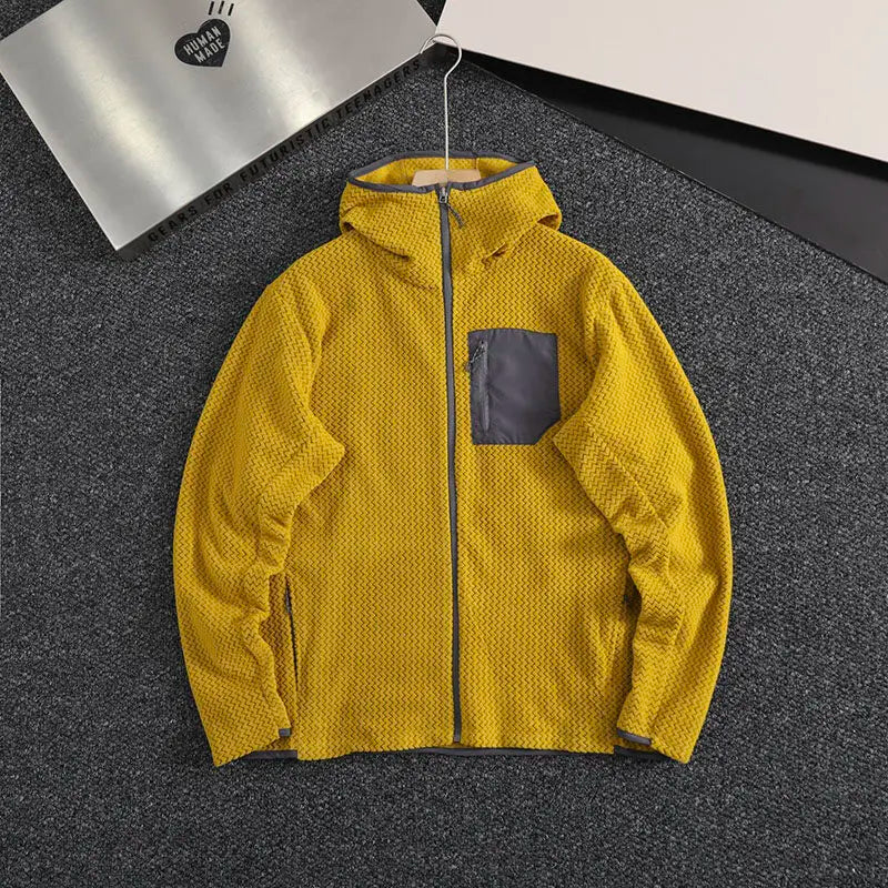Outdoor Men's and Women's Leisure Sports Fishing Travel Trend Mountain Grab Velvet Hooded Wavy Camping All-match Jacket
