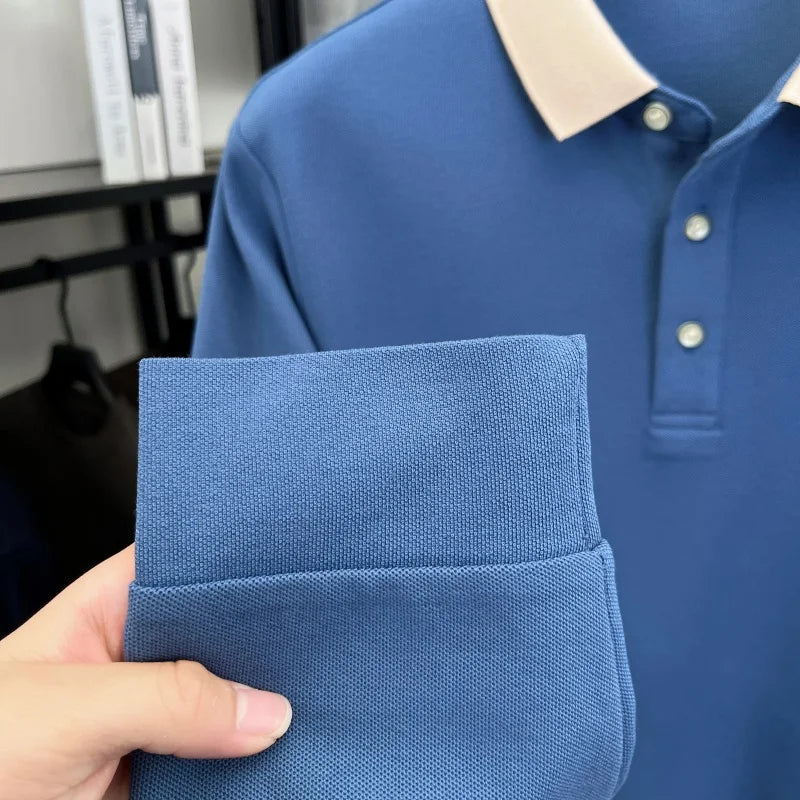 Design Brand Men's Polo Shirt Lapel Exquisite Embroid Long Sleeve Autumn New Breathable T-Shirt Business Leisure Trend Men'swear