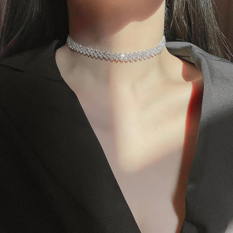 Heart Shape Pendant Necklaces Silver Color 5A Cubic Zirconia Minimalist Style Clavicle Chain Women And Girl Jewelry