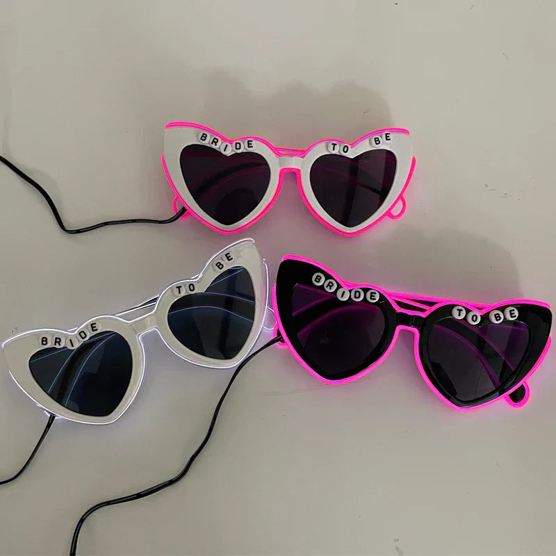 LED Just Married Glasses Wedding Bride To Be Surprise Gift Couple Glasses Souvenirs Glowing Heart Glasses Married Sunglasses