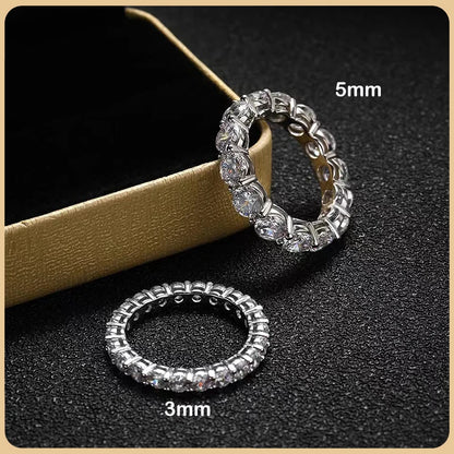 Luxury 2.2cttw 3mm Moissanite Full Enternity Diamond Engagement Ring For Women S925 Silver Wedding Band Rings Fine Jewelry