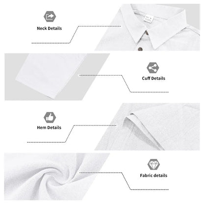 Linen shirt stand-up collar button-down men's loose casual breathable V-neck long-sleeved polo shirt