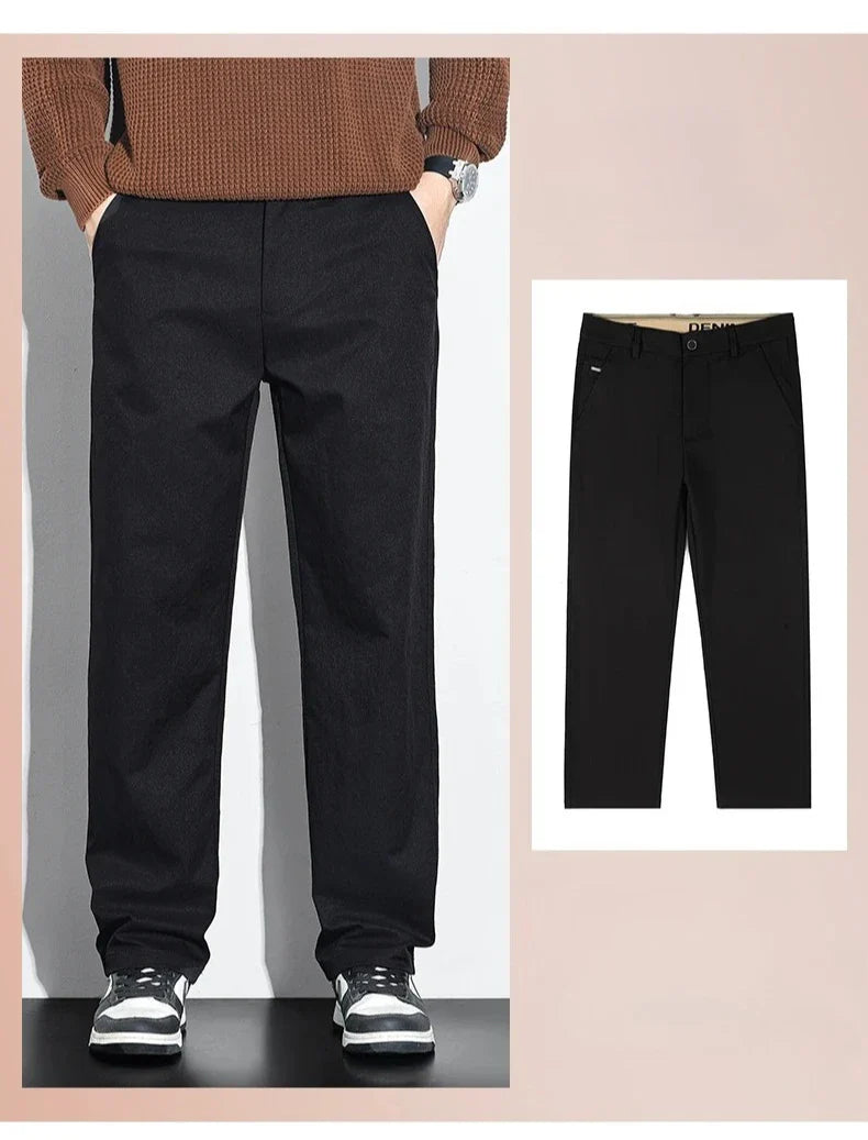 Men's Fashion Casual Straight Pants Baggy Classic Wide Leg Simple Trousers Loose Male Comfortable Soft Quality Pants