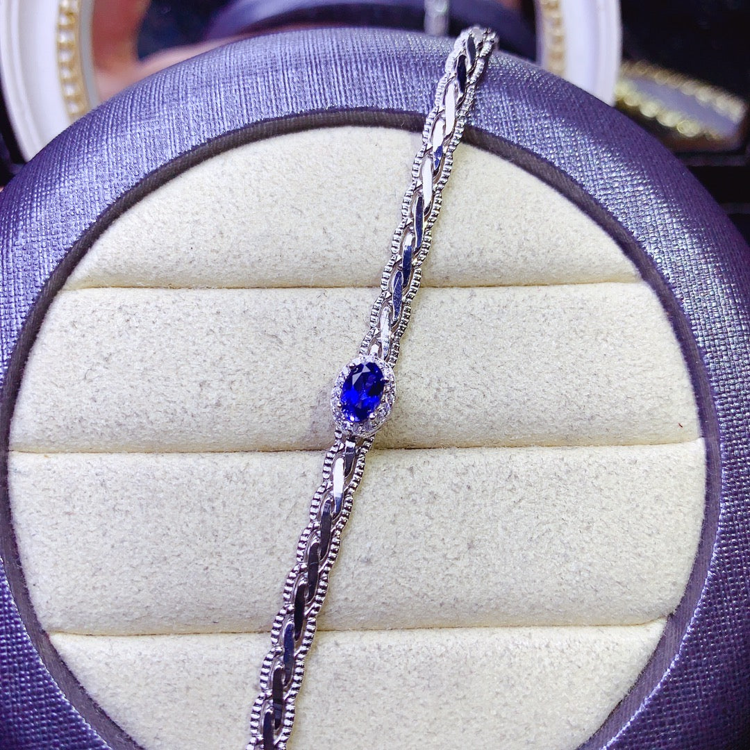 Natural sapphire 925 Sterling silver high definition bracelet Ladies Color Beautiful Exquisite special price free mailing