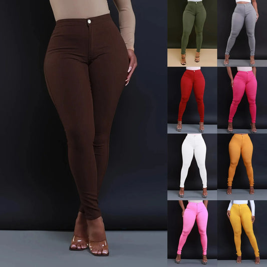 New Skinny Jeans for Spring and Summer.  Available in A Variety of Colors. Women's Casual High-waisted Denim Small Leg Pants