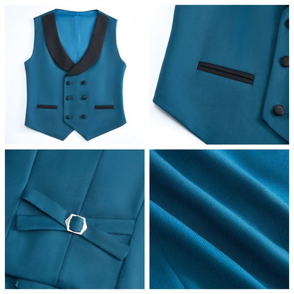 Newest Kids Suit Set 2-14 Years Single Button Boy's 4 Pieces Formal Suits Blazer Vest Pants Wedding Guest Tuxedo Piano Suit