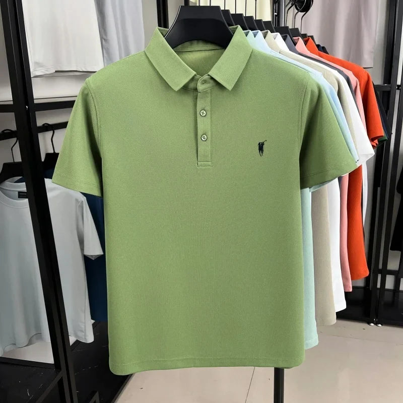 Luxury brand pony embroidery short sleeve polo shirt summer breathable solid color casual men T-shirt fashion high-end Paul top