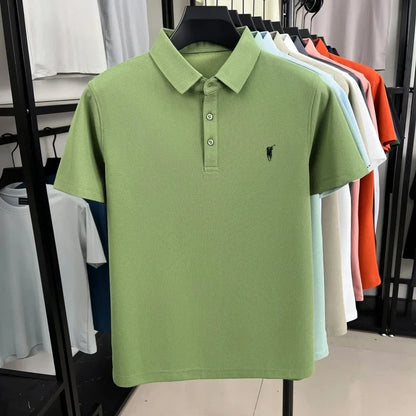 Luxury brand pony embroidery short sleeve polo shirt summer breathable solid color casual men T-shirt fashion high-end Paul top