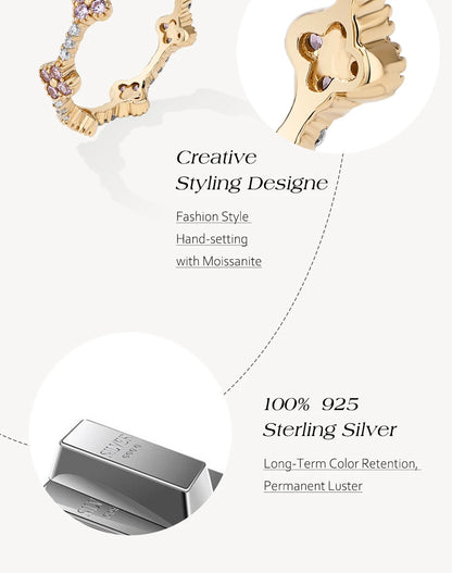 DVVS1 Moissanite Ring for Women 100% Real 925 Sterling Silver Gold Plated Wedding Party Charm Fine Jewelry New