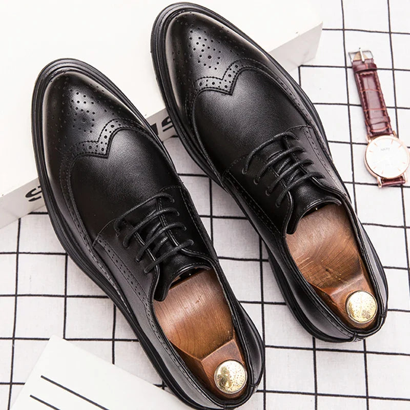 High Quality Brogues Men's Dress Shoes Classic Casual Business Shoes Men Trend Wedding Formal Office Oxford Leather Shoes Men