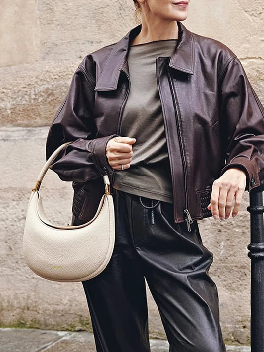 Fresh and casual versatile pine crescent bag, fashionable and luxurious one shoulder armpit bag