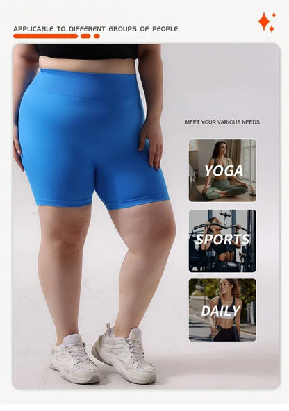 Plus Size Sports Shorts Women Seamless Skinny Shorts Outdoor Running Sexy Hip Liftting High Elastic Yoga Shorts Summer