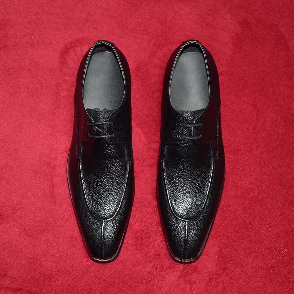 Italian Classy Men's Wedding Dress Shoes Black Genuine Cow Leather Lace-up Office Business Elegant Social Derby Formal Shoes Man
